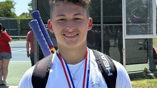 Austin Solis, a junior at Fairfield High School, won second place at the District Tennis Meet in Groesbeck to advance to Regionals. The Regional Meet will be held Friday, May 9, in College Station. Courtesy Photo