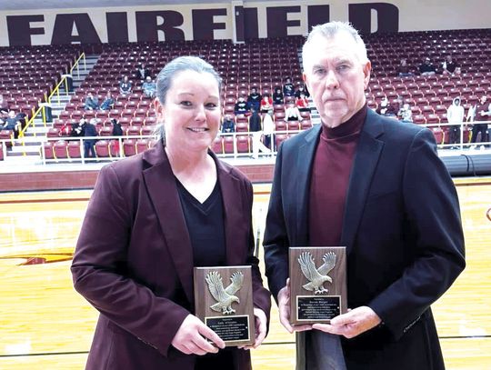 Coach Sally Whitaker and Randy Barger were honored with a plaque on Monday night, Feb. 3, after picking up their 200th win together as coaches. The two have more wins than that in their coaching career, though. The plaques they received read: “In recognition of your 200th basketball win.An...