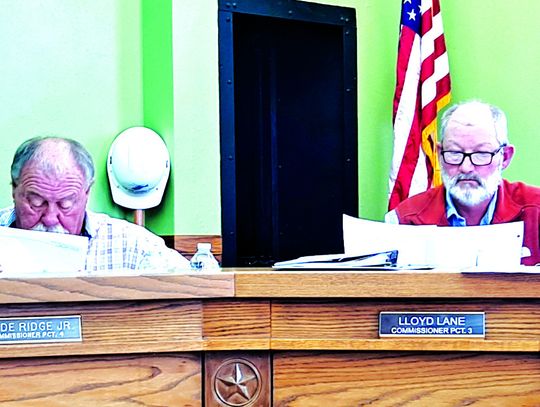 Freestone County Commissioners study the election results as they canvass the votes from the Nov. 5 General Election at their Nov. 18 meeting. Photos by Roxanne Thompson/Special to The Mexia News