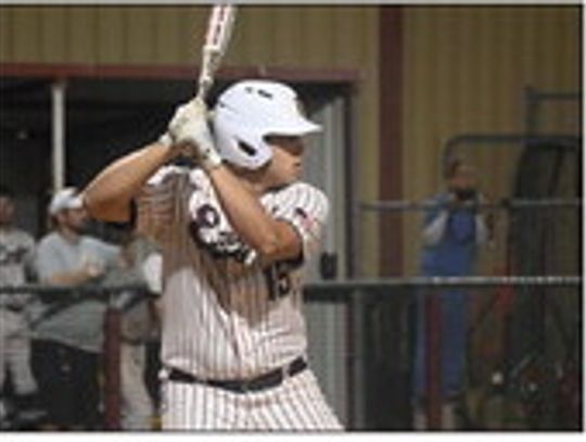 Dylon McGowan at bat for the Eagles against Mexia. Photo by Mitchell Pate/Recorder- Chronicle