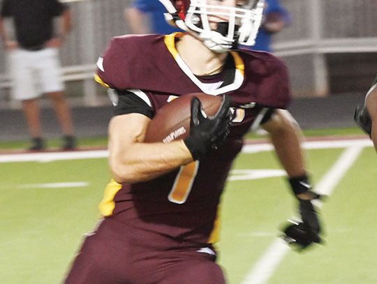 Finn Smith picks up some yardage during the Eagles’ 33-0 Homecoming win over Brownsboro earlier this season. Fairfield will host Tegaue in their district opener this Friday night at 7 p.m. Photo by Mitchell Pate/Fairfield Recorder