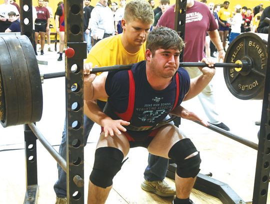 Landon Salinas, who is the 2024 State Champion for the 242 pound class, will be competing at the Regional powerlifting meet again this year. He is one of eight Eagles that will be competing at Regionals this Saturday in West. Photo by Mitchell Pate/ Fairfield Recorder