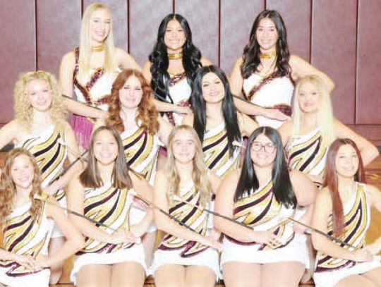 The Fairfield High School twirlers are heading to state competition in May 2025. Pictured, front row, from left, are Ivy Wren, Ava Gallegos, Davie Pickens, Kylie Story and Abi Gallegos; middle row, Caleigh Taylor, Lauren Scott, Ava Kate Gann and Haddie Owen; back row, Morgan Roberson, Suza...