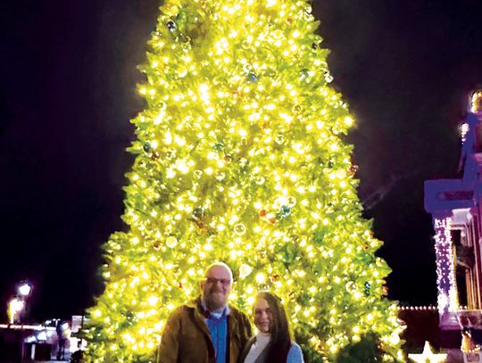Fairfield Mayor Kenneth Hughes and his wife, Nicole, light the Christmas Tree at the Freestone County Courthouse on Saturday night, Dec. 7, at 6 p.m. The Home for the Holidays Christmas Celebration was postponed due to the weather until Saturday, Dec. 21, and will be held in conjunction wi...