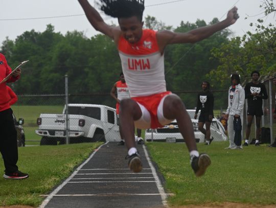 J'Kybryen Harris takes third place in the long jump competition with a distance of 21' 5¼".Photo by Mitchell Pate/Recorder-Chronicle