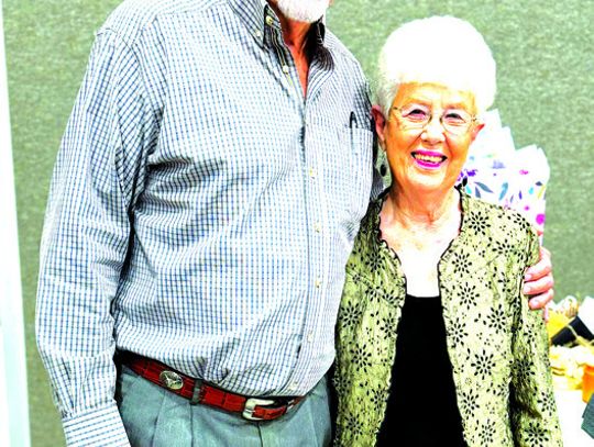 Charlotte Mullen, who recently retired as church secretary of Calvary Baptist Church, poses with retired Pastor Terry Skinner. They served 28 years together. Courtesy photo