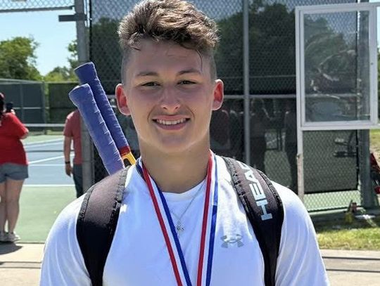 Austin Solis, a junior at Fairfield High School, won second place at the District Tennis Meet in Groesbeck to advance to Regionals. The Regional Meet will be held Friday, May 9, in College Station. Courtesy Photo