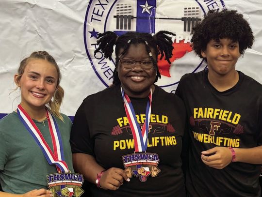 Riley Stone won first place, Callie Morgan fifth place, and Bry Willis seventh place at the State Powerlifting meet in Edinburg on Thursday, March 13. Courtesy Photo