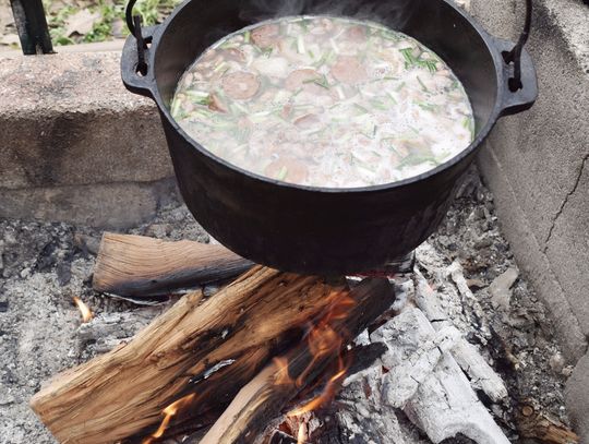 With all the rain this past week, Luke was forced to stick pretty close to home. He did manage to do a little outdoor cooking out by his little cabin. Courtesy Photo