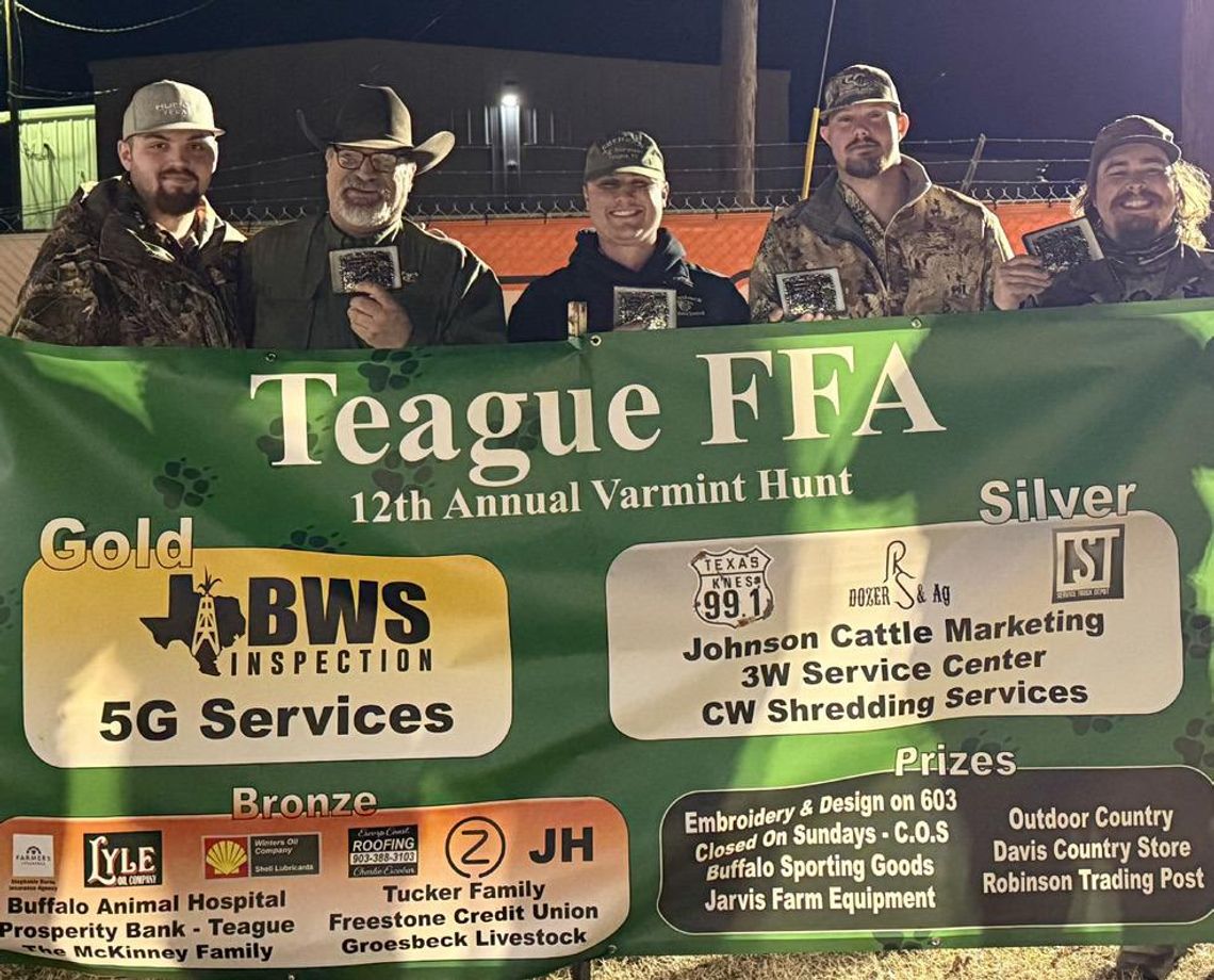 Cothran Ag Services wins 12th Annual Teague FFA Varmint Hunt