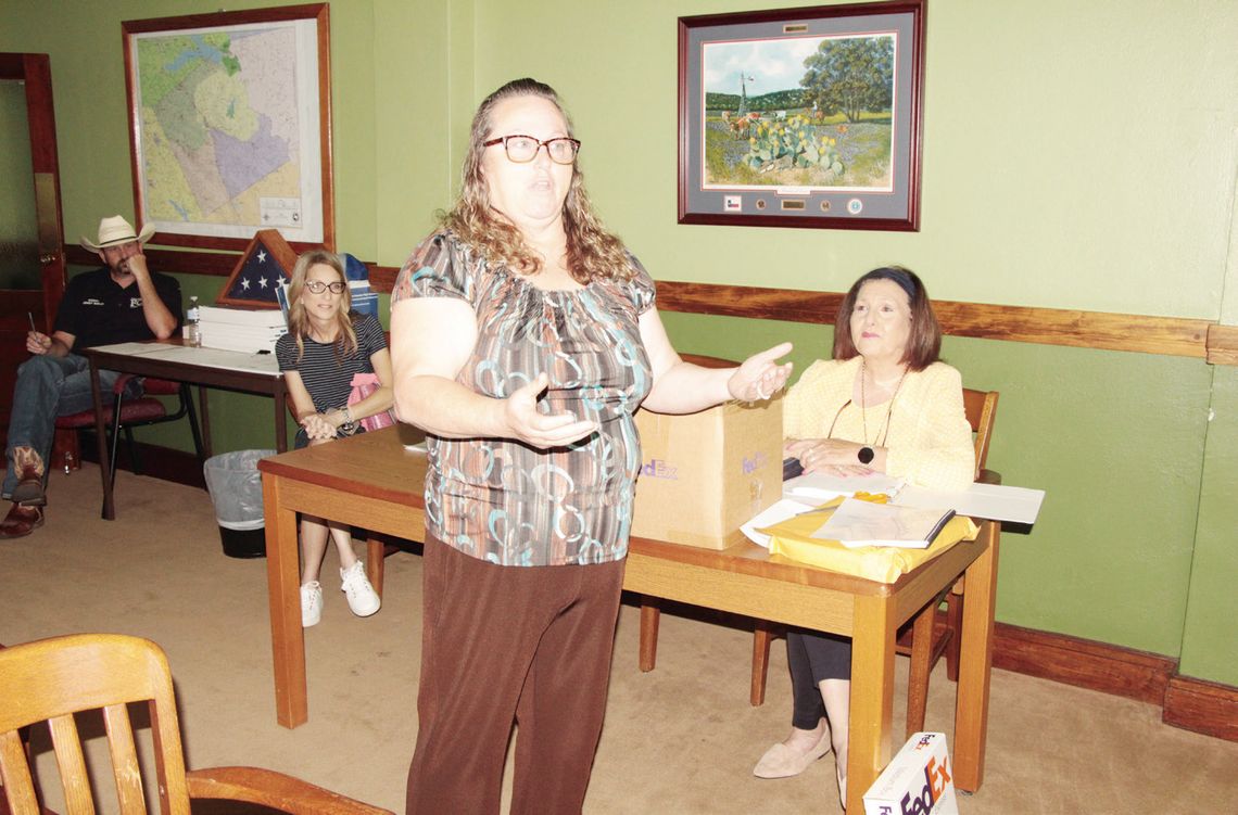 Freestone County Treasurer Jeannie Keeney thanks the Commissioners Court at their July 10 meeting in advance of her upcoming move to South Texas as she plans to accompany her husband, who has accepted a position there.