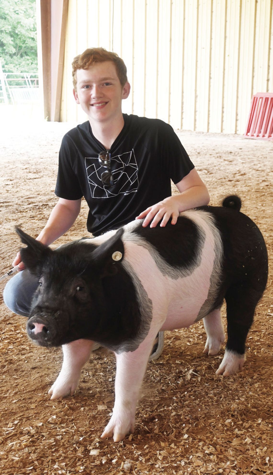 Obie Crook, pictured with his market swine Lefty, is ready for the 2024 Freestone County Fair which starts next week at the W.L. Moody Reunion Fairgrounds in Fairfield. Photo by Mitchell Pate/ Fairfield Recorder