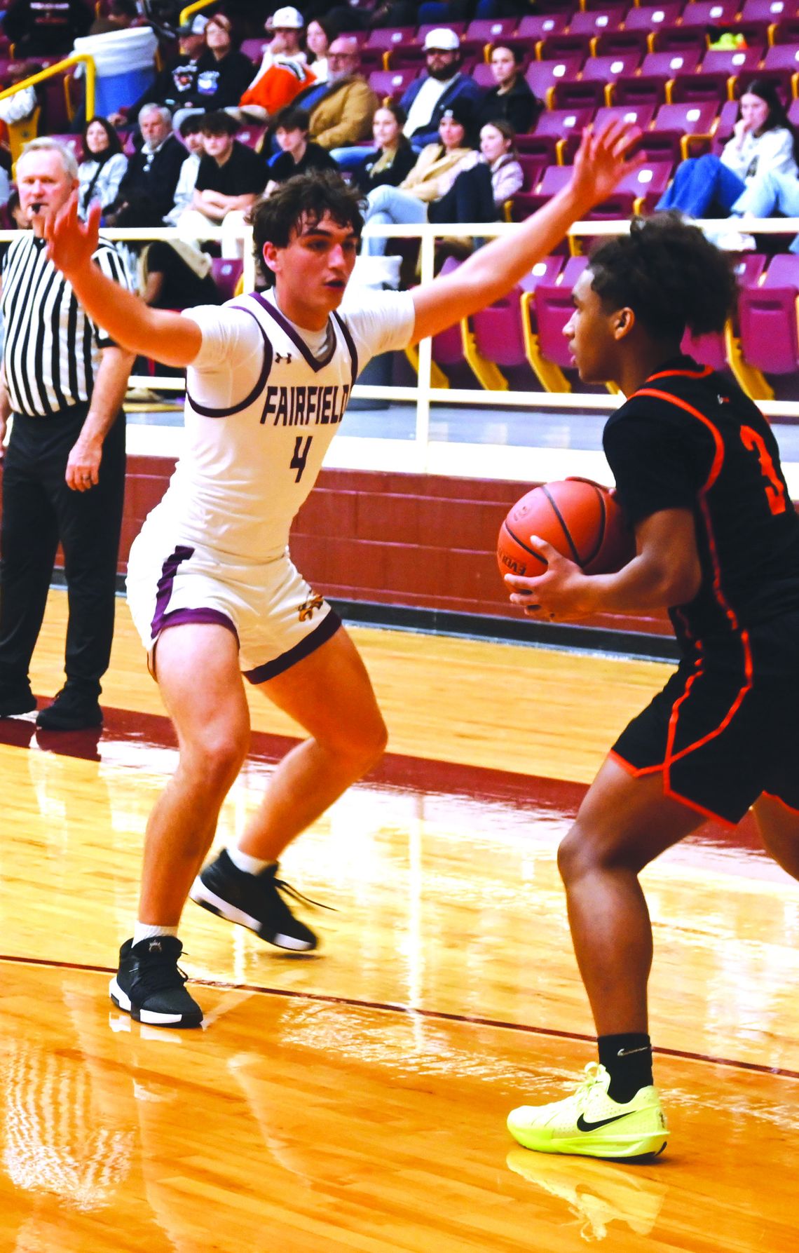 Senior Joshua George plays defense for the Eagles in district play against Westwood. Photo by Mitchell Pate/Fairfield Recorder