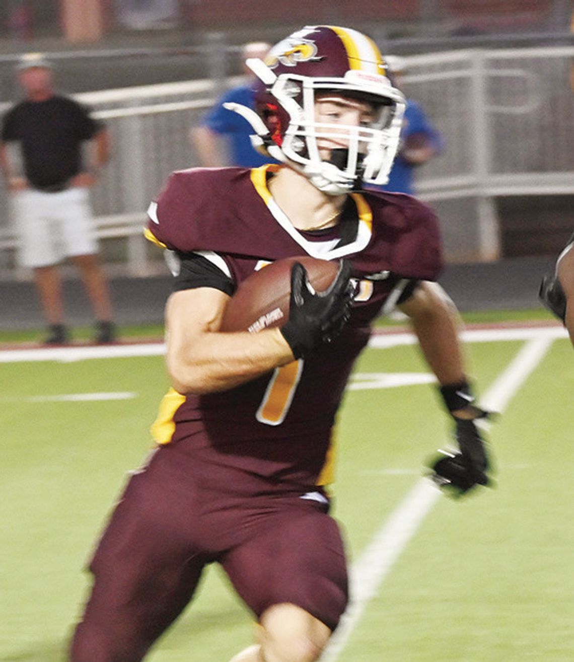 Finn Smith picks up some yardage during the Eagles’ 33-0 Homecoming win over Brownsboro earlier this season. Fairfield will host Tegaue in their district opener this Friday night at 7 p.m. Photo by Mitchell Pate/Fairfield Recorder