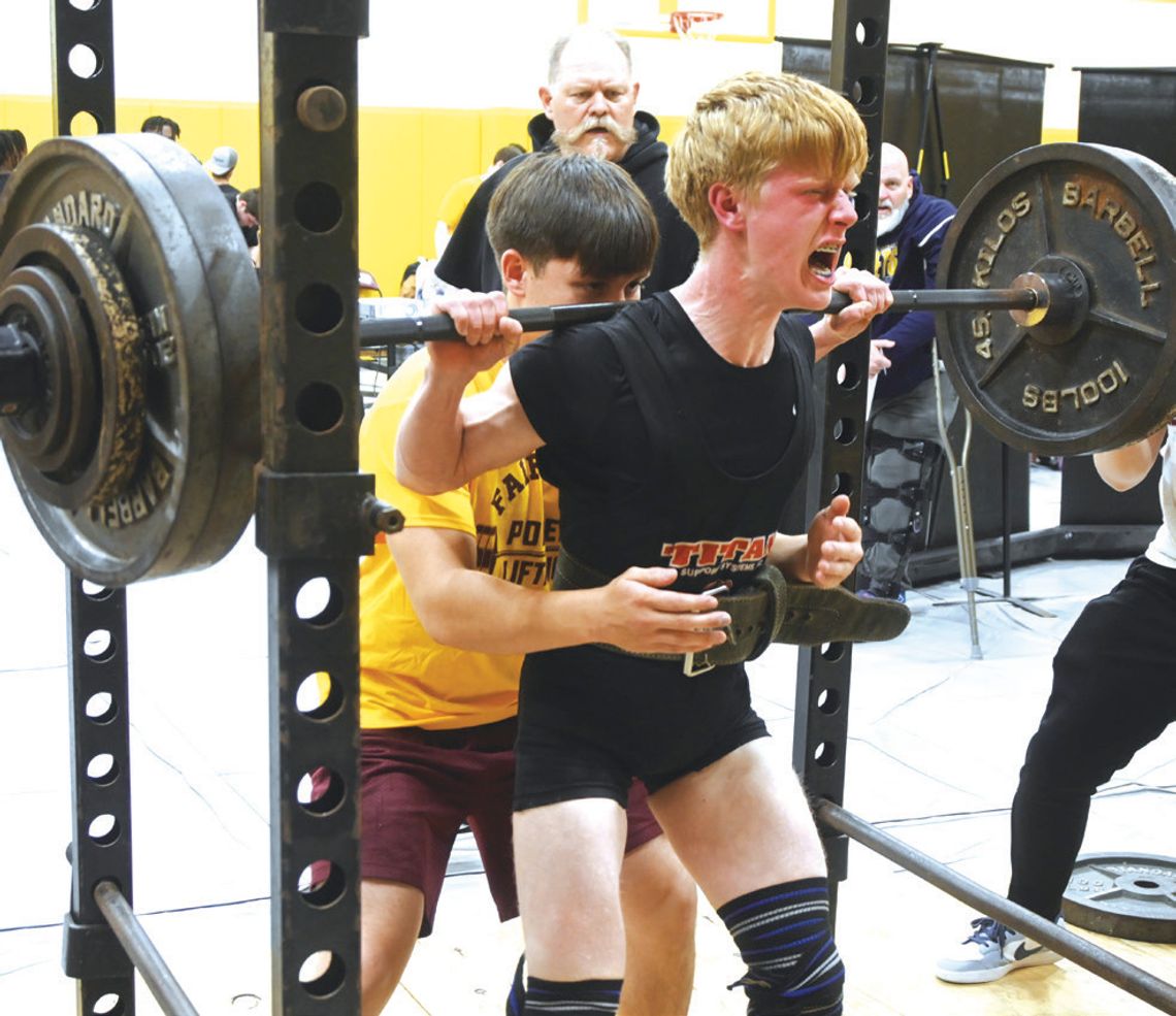 Gage Wendt takes second place in the 132 class. He had a squat of 400 pounds, bench press of 230 pounds, and deadlift of 375 pounds. Photo by Mitchell Pate/Fairfield Recorder