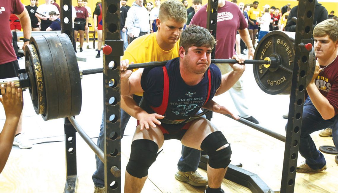Landon Salinas, who is the 2024 State Champion for the 242 pound class, will be competing at the Regional powerlifting meet again this year. He is one of eight Eagles that will be competing at Regionals this Saturday in West. Photo by Mitchell Pate/ Fairfield Recorder