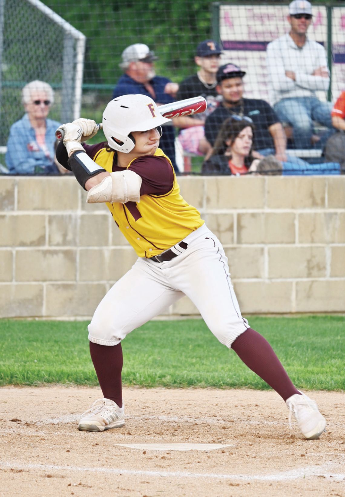 Rowdy Hand waits on the perfect pitch to hit for Fairfield. Photo by Mitchell Pate/Fairfield Recorder