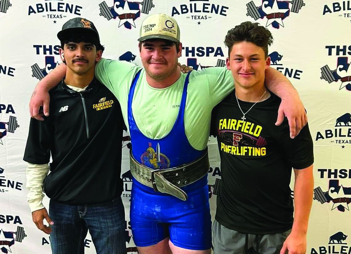 Jose Gutierrez, Landon Salinas, and Austin Solis compete in the State Powerlifting Meet in Abilene on Friday, March 21. Courtesy Photo