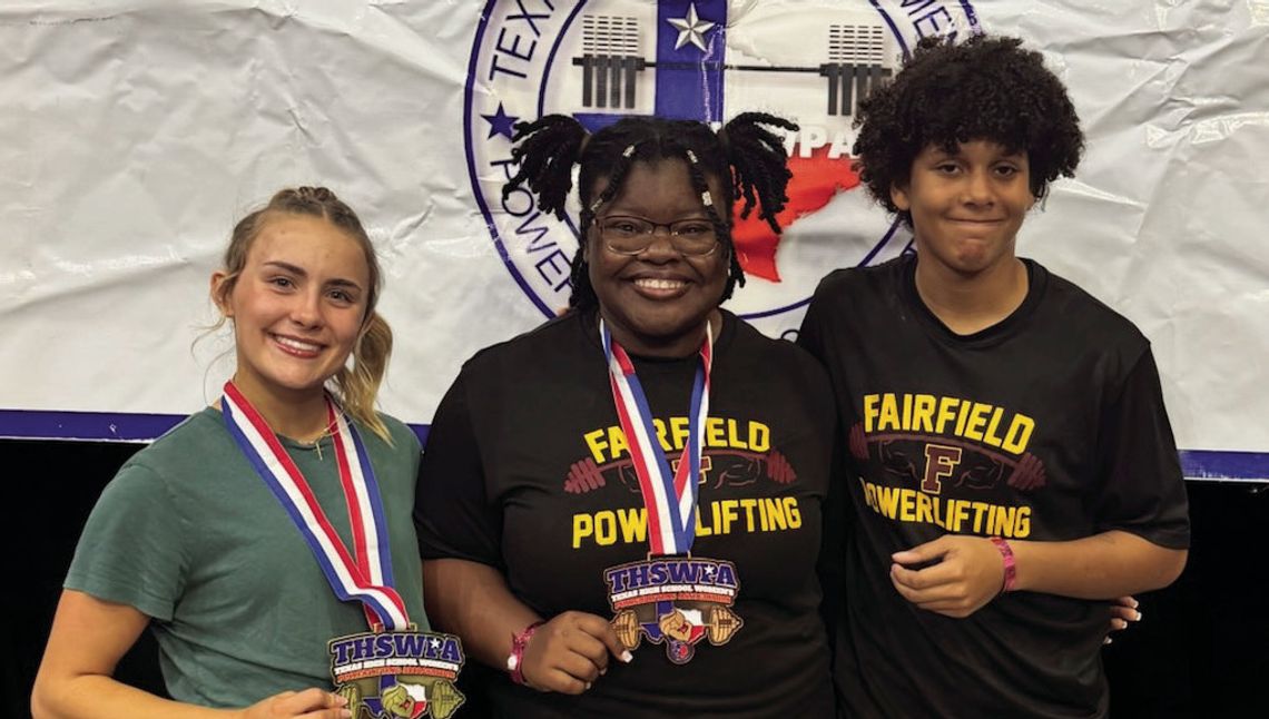Riley Stone won first place, Callie Morgan fifth place, and Bry Willis seventh place at the State Powerlifting meet in Edinburg on Thursday, March 13. Courtesy Photo