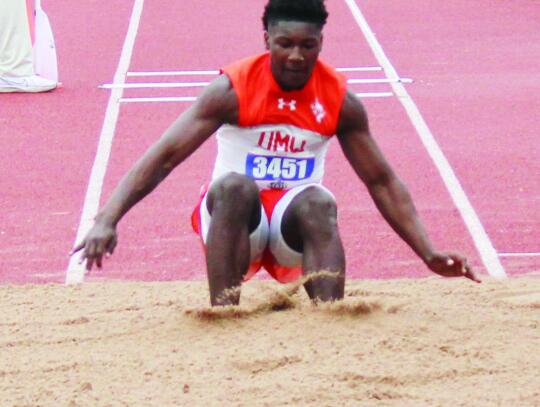 Teague junior J’Kybryen Harris represented the Lions at the Class 3A state track and field meet last Thursday at Mike A. Myers Stadium in Austin. Harris competed in the 3A boys triple jump and finished eighth. Photos by Jason Chlapek/Teague Chronicle